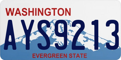 WA license plate AYS9213