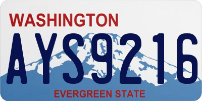 WA license plate AYS9216