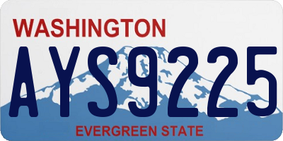 WA license plate AYS9225