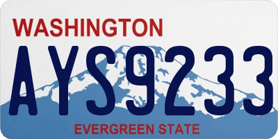 WA license plate AYS9233