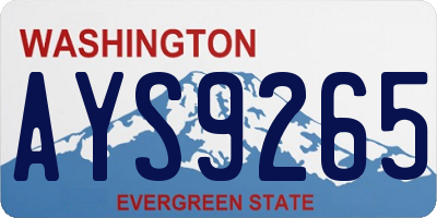 WA license plate AYS9265