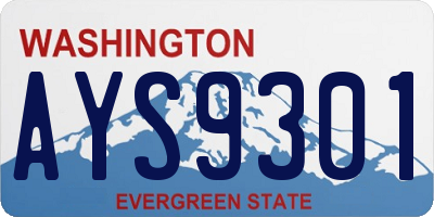 WA license plate AYS9301