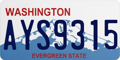 WA license plate AYS9315