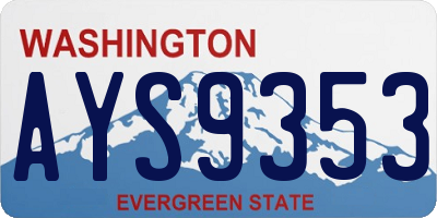 WA license plate AYS9353