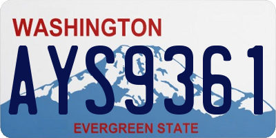WA license plate AYS9361