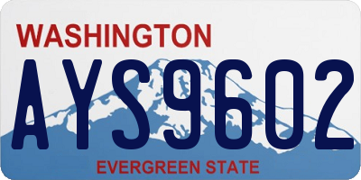 WA license plate AYS9602