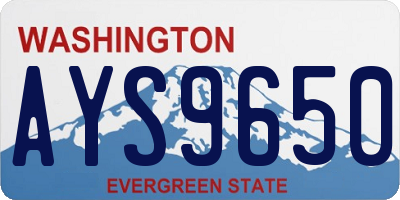 WA license plate AYS9650