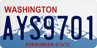 WA license plate AYS9701