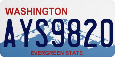 WA license plate AYS9820