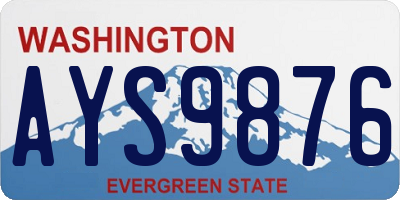 WA license plate AYS9876