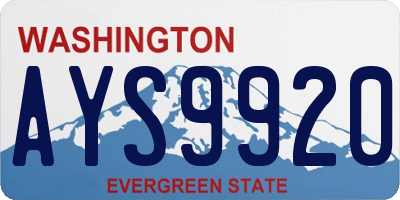 WA license plate AYS9920