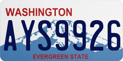 WA license plate AYS9926