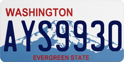 WA license plate AYS9930