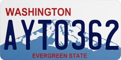 WA license plate AYT0362