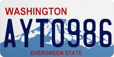WA license plate AYT0986