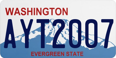 WA license plate AYT2007