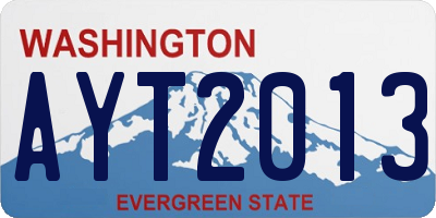 WA license plate AYT2013