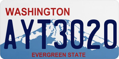 WA license plate AYT3020