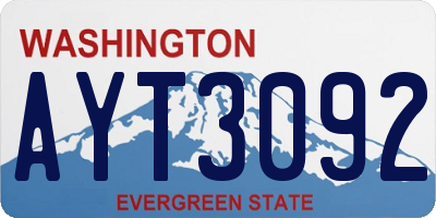 WA license plate AYT3092