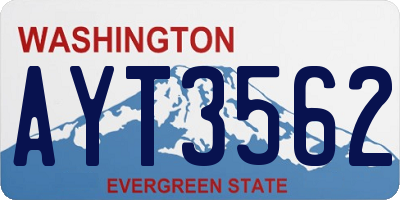 WA license plate AYT3562