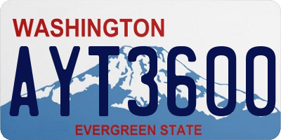 WA license plate AYT3600