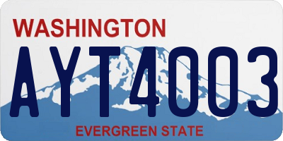 WA license plate AYT4003