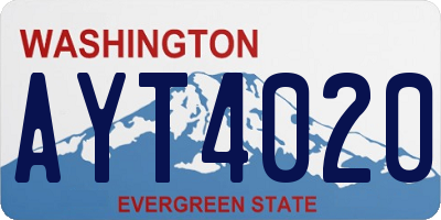 WA license plate AYT4020