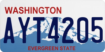 WA license plate AYT4205