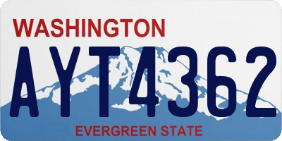 WA license plate AYT4362