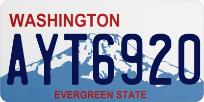 WA license plate AYT6920