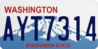 WA license plate AYT7314