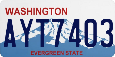 WA license plate AYT7403