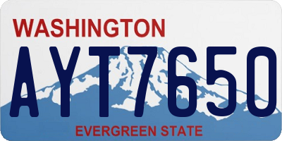 WA license plate AYT7650