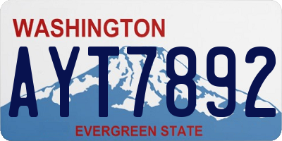 WA license plate AYT7892