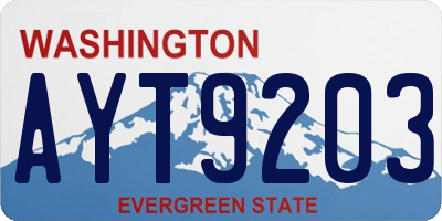 WA license plate AYT9203