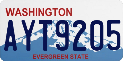 WA license plate AYT9205