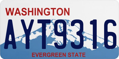 WA license plate AYT9316