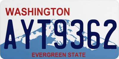 WA license plate AYT9362