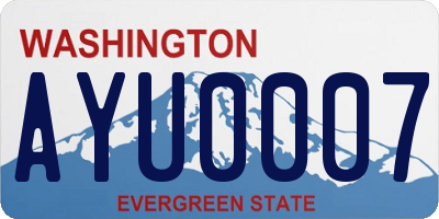 WA license plate AYU0007