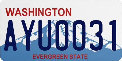 WA license plate AYU0031