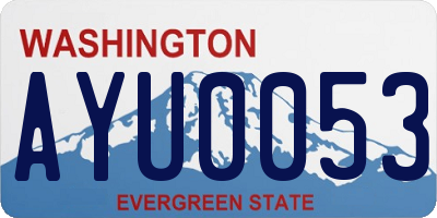 WA license plate AYU0053