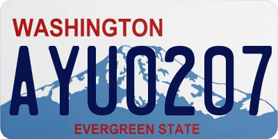 WA license plate AYU0207