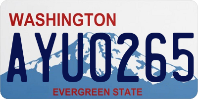 WA license plate AYU0265