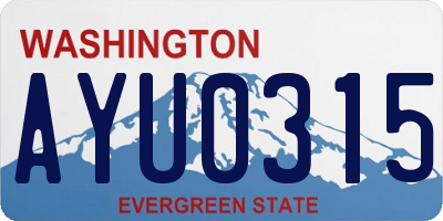 WA license plate AYU0315