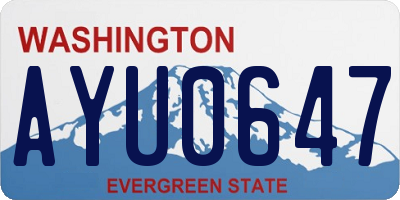 WA license plate AYU0647