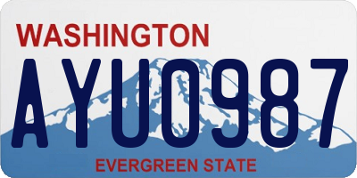 WA license plate AYU0987