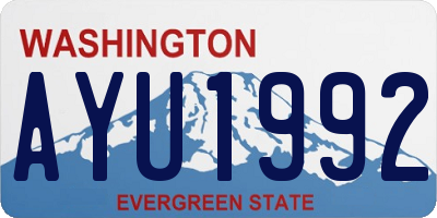 WA license plate AYU1992