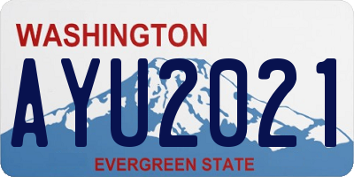 WA license plate AYU2021