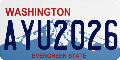 WA license plate AYU2026