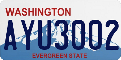 WA license plate AYU3002